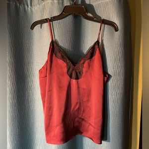 Express Burgundy Black Lace Tank Top
